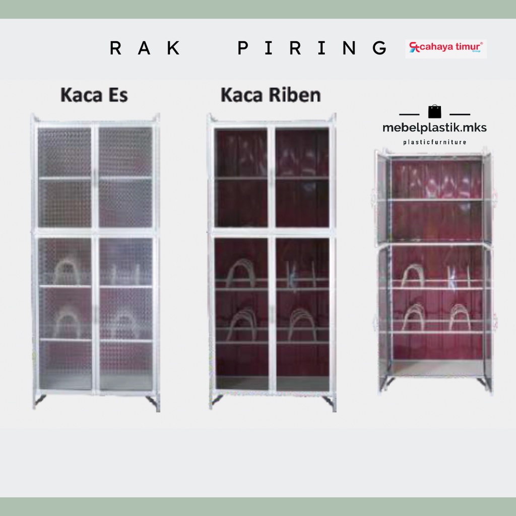 Rak Kaca/ Rak Dapur/ Rak Piring/ Rak Keramik/ Rak Full Box tiang Tiang Kecil