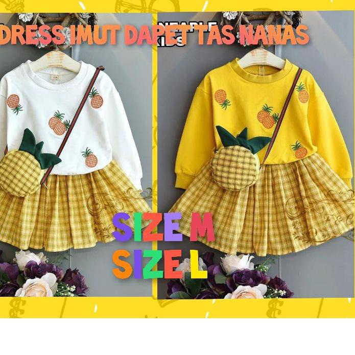 ♖ 3in1 SET BAJU ANAK /BLUS +ROK +TAS /st Pineaple kid - FC / SATU SETEL BAJU ROK MOTIF NANAS / PINE 