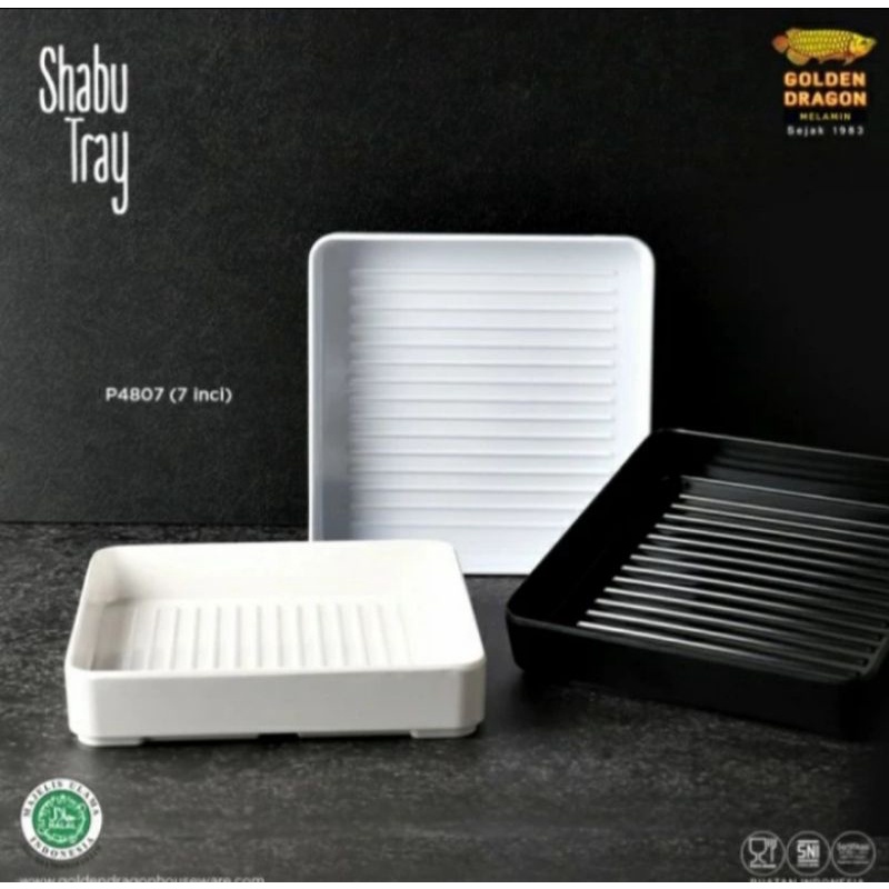 Piring Shabu Melamin 16 cm / Piring Kotak Melamine Golden Dragon P-4807