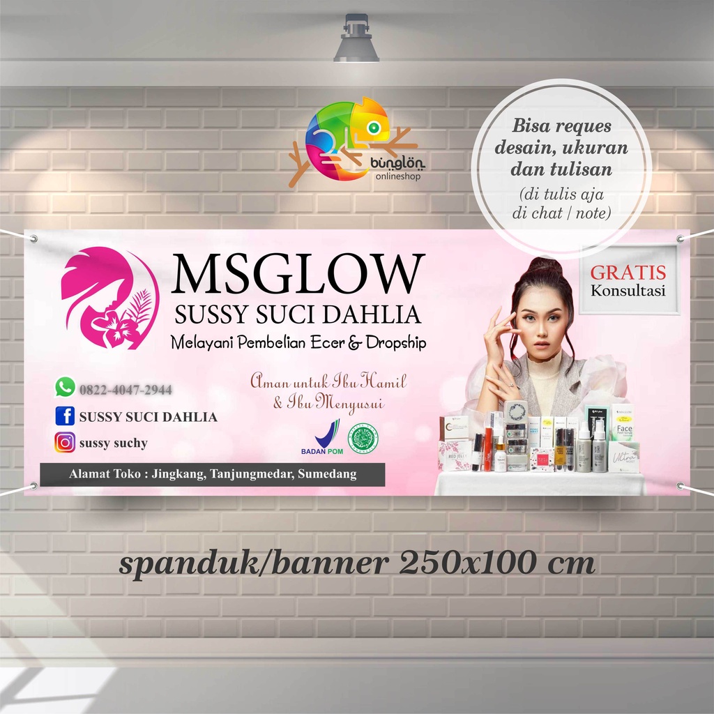 Spanduk, Banner MS Glow Agen, Reseller