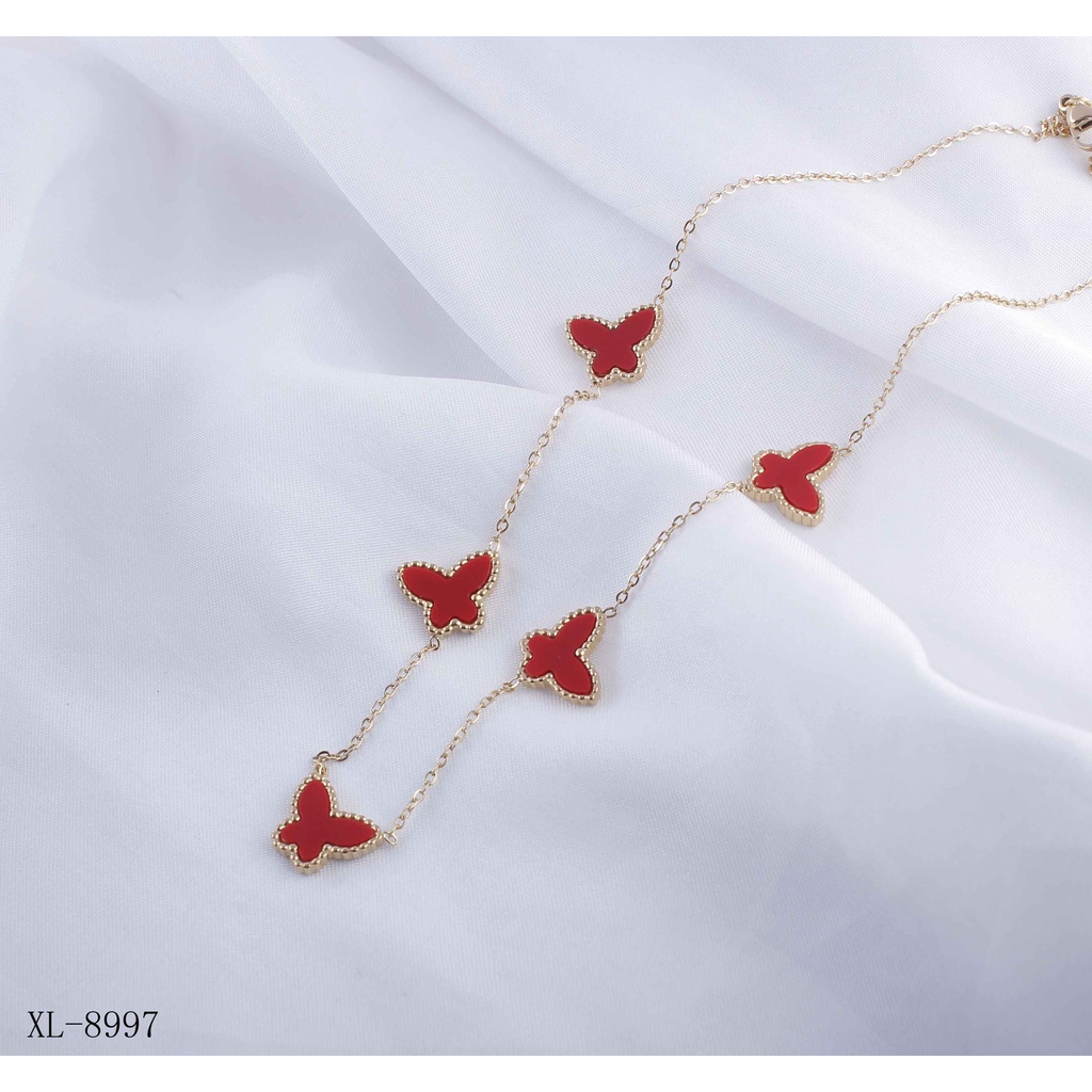 Kalung Titanium Permata Hitam /Putih Cantik Perhiasan Wanita 8997