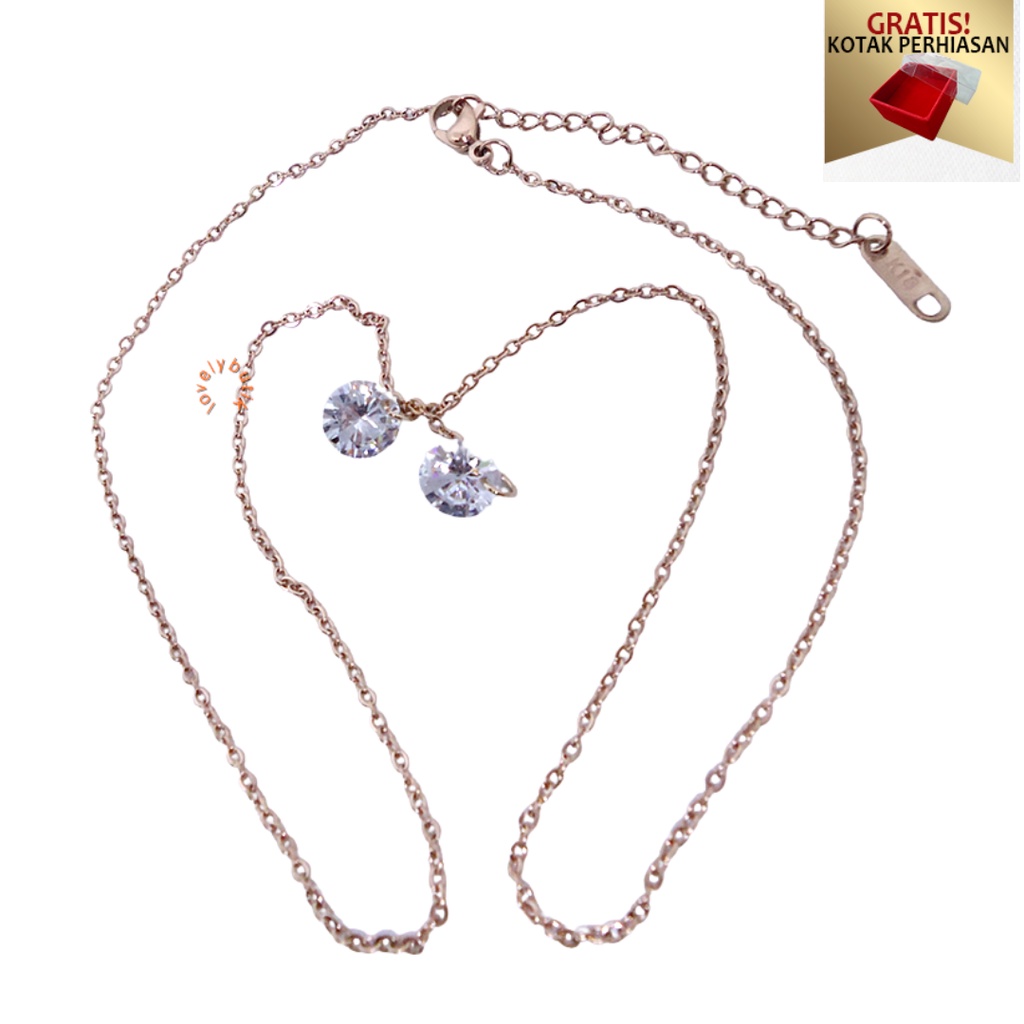 Kalung Set Anting Titanium anti karat Summer Model Permata Terbaru - Lovelybutik