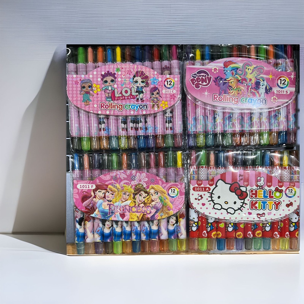 KeiKei Rolling CRAYON PUTAR Krayon Alat Pensil Warna karakter oil pastel 12 warna stationary