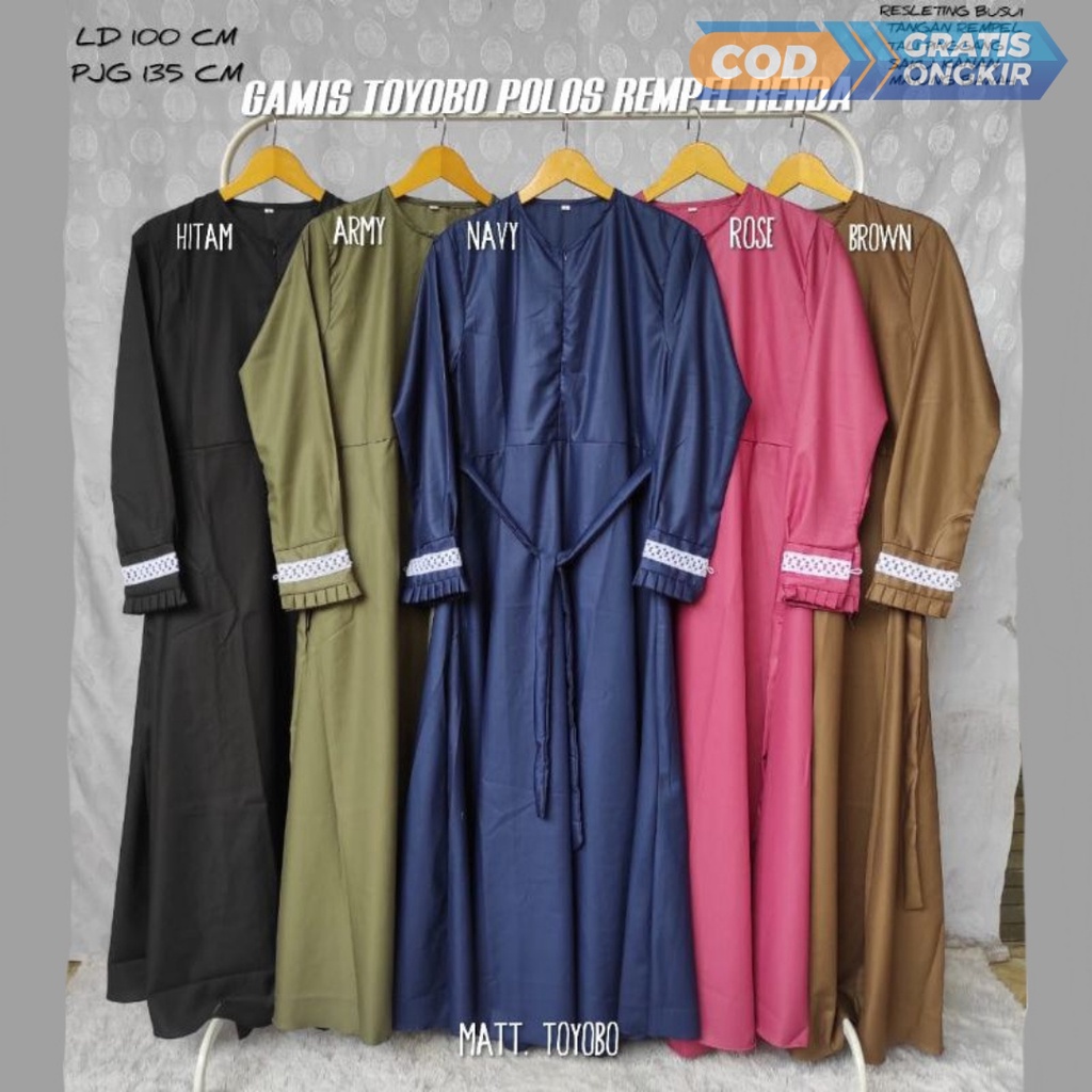 Gamis Polos Toyobo Fodu Madina Busui Jumbo Terbaru Simple Elegan