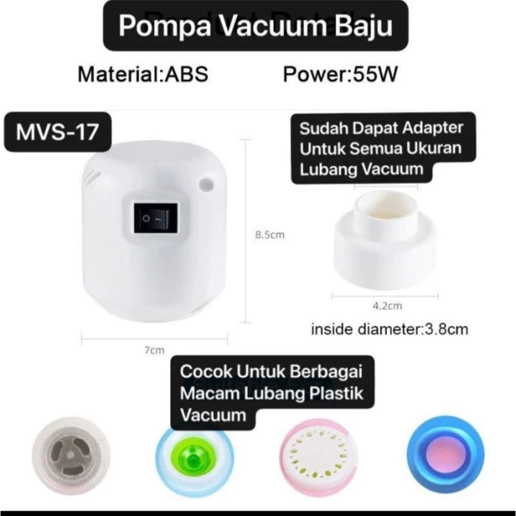 MVS-15 Mesin Alat Pompa Plastik Vakum Baju Colokan Listrik Vacuum plastik pakaian, travel bag vacum ko