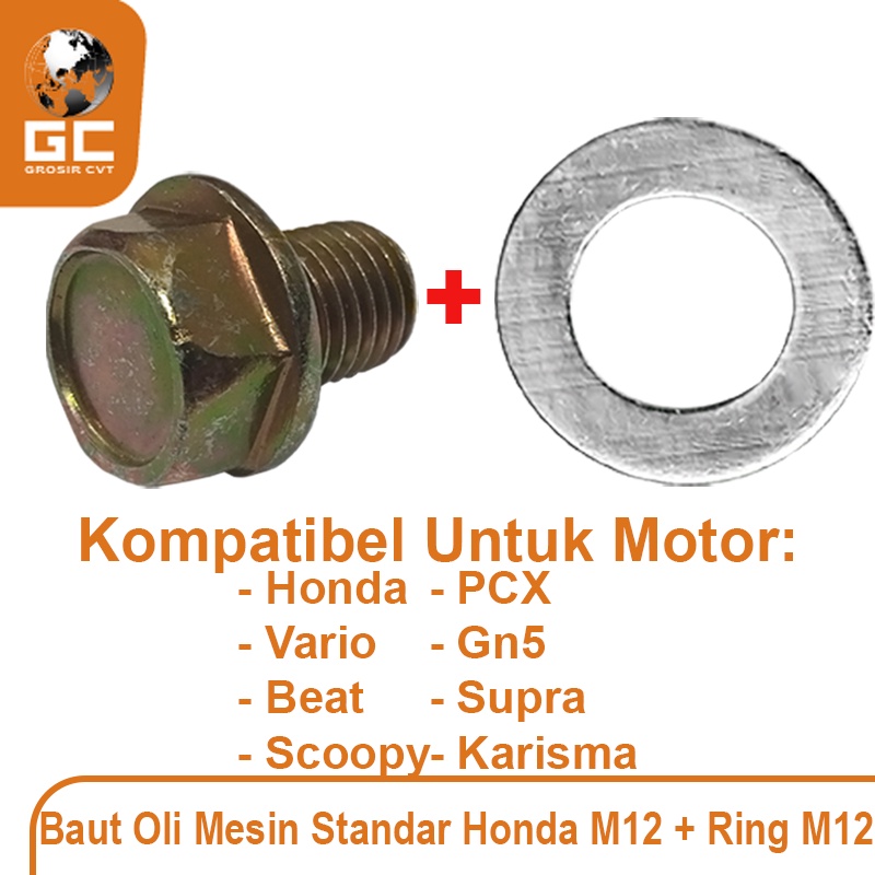 Baut tap oli mesin bawah Honda Beat Vario Scoopy PCX Gn5 Supra Karisma M12 Standar M14 Oversize