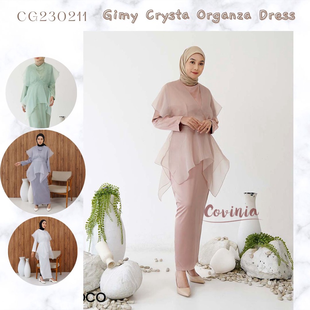 Gimy Crystal Organza Long Dress Hijab Friendly Maxi Dress Satin Raya Collections - CG230211