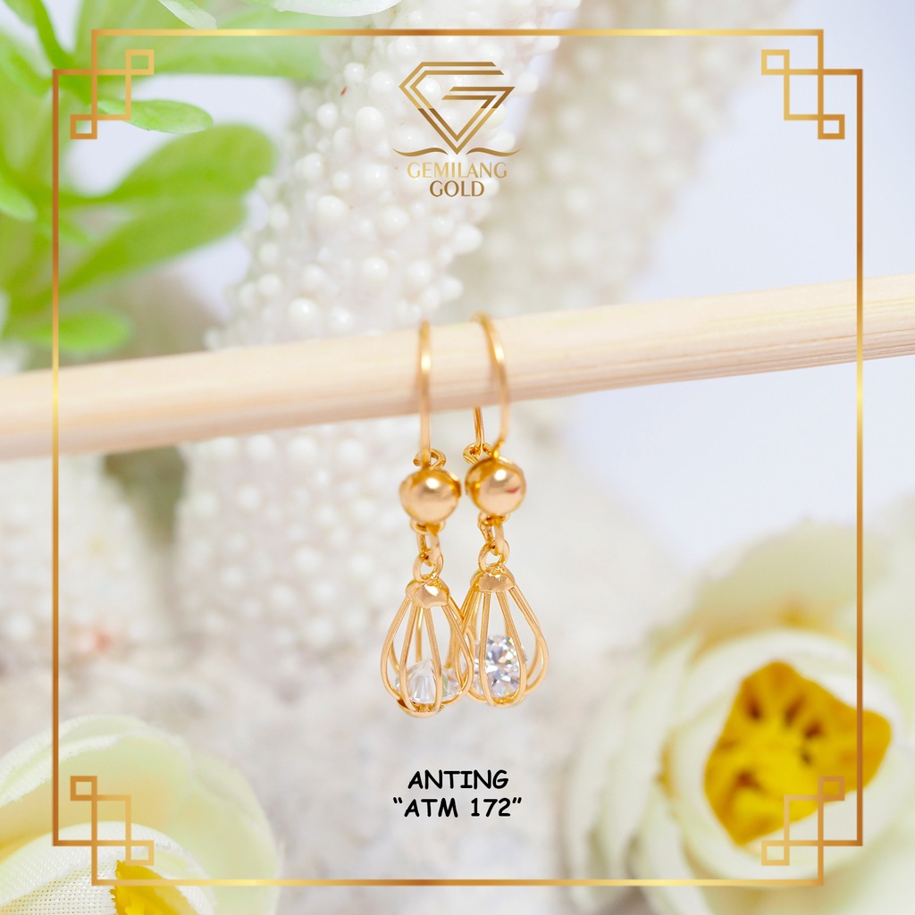 ANTING EMAS KADAR 300 (6K) & 375 (8K) ANTING EMAS LAMPION ANTING EMAS WANITA DEWASA KASUAL ANTING CE
