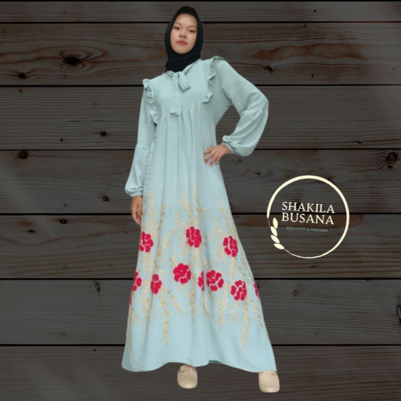 GAMIS CRINKLE BORDIR BAWAH