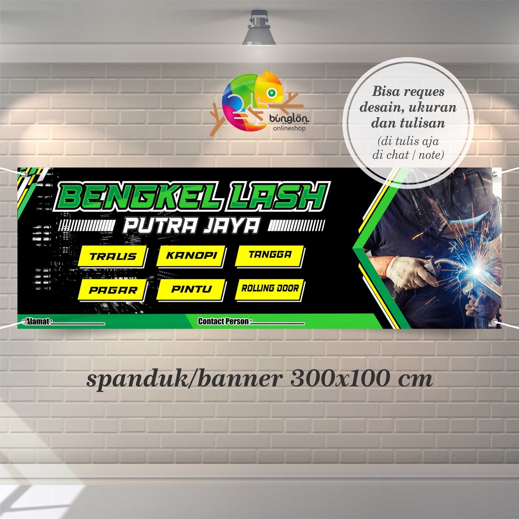 Spanduk Banner 300x100 Cm Spanduk Bengkel Las, Spanduk Murah