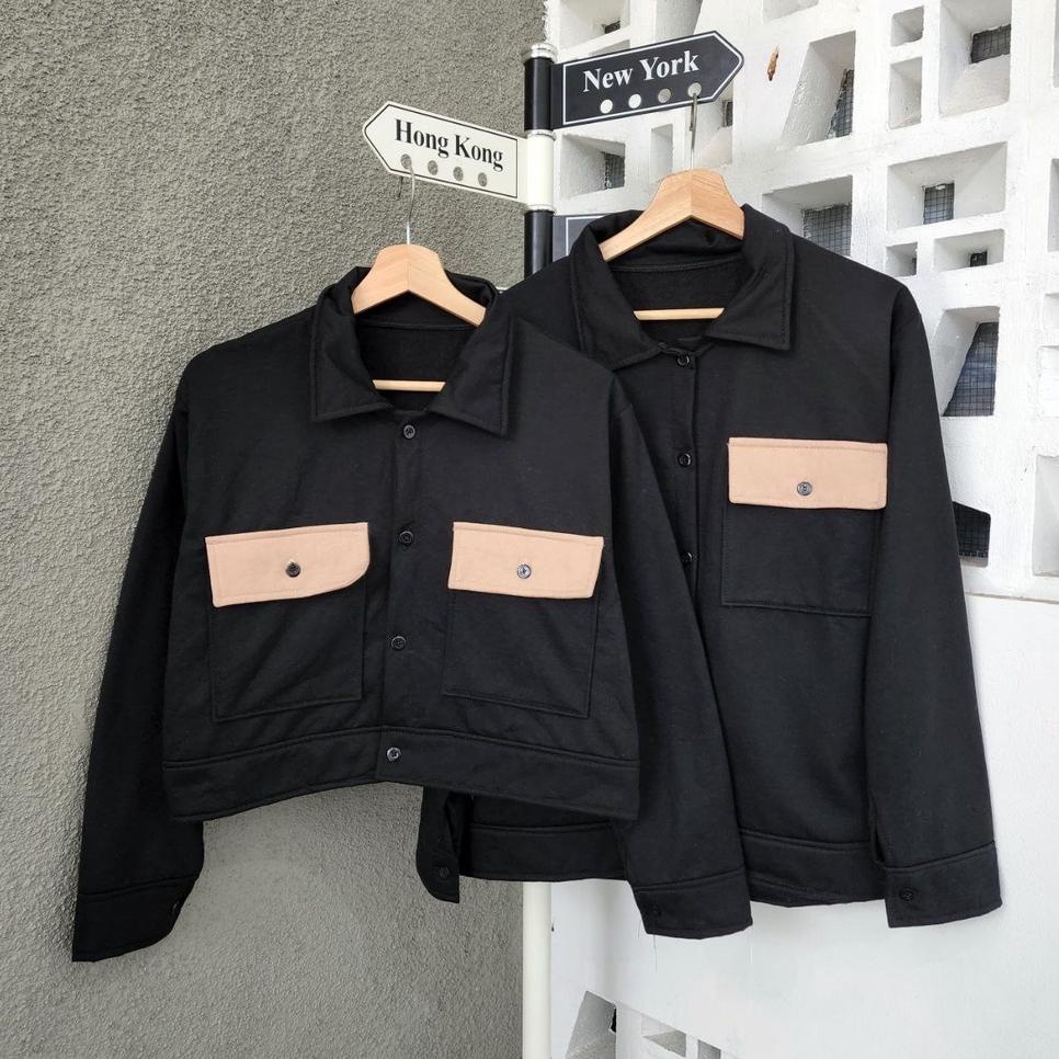 TERLARIS (isi 2 pcs) Jaket Couple Pasangan Asthon Croope / Kemeja Polos Couple / Baju Couple Pasanga