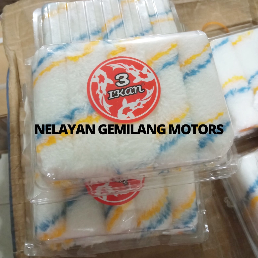 Isi Kuas roll Mini 1 kotak 1 isi 10 pcs cap 3 ikan