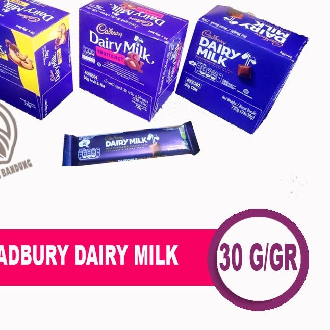 

➵ CADBURY DAIRY MILK 30 GR GRAM BOX ISI 24 PCS, COKELAT CADBURY 30G X 24PC ❆