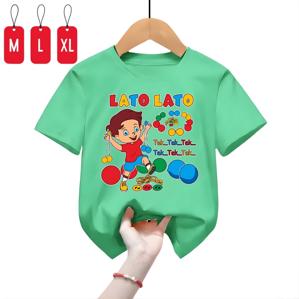 Hzl_outfit Kaos Lato Lato Tek Tek Tek  Anak Laki Laki Dna Perempuan Full Printing