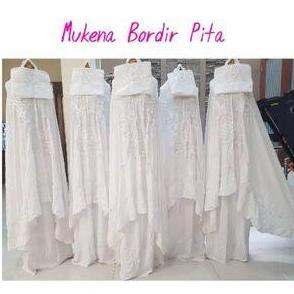 MUKENA RAYON PUTIH POLOS BORDIR PITA