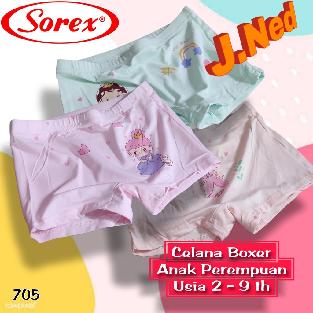 J705 (hrg satuan) CD BOXER ANAK WANITA SOREX M-XL SOREX USIA 2 - 9 TH