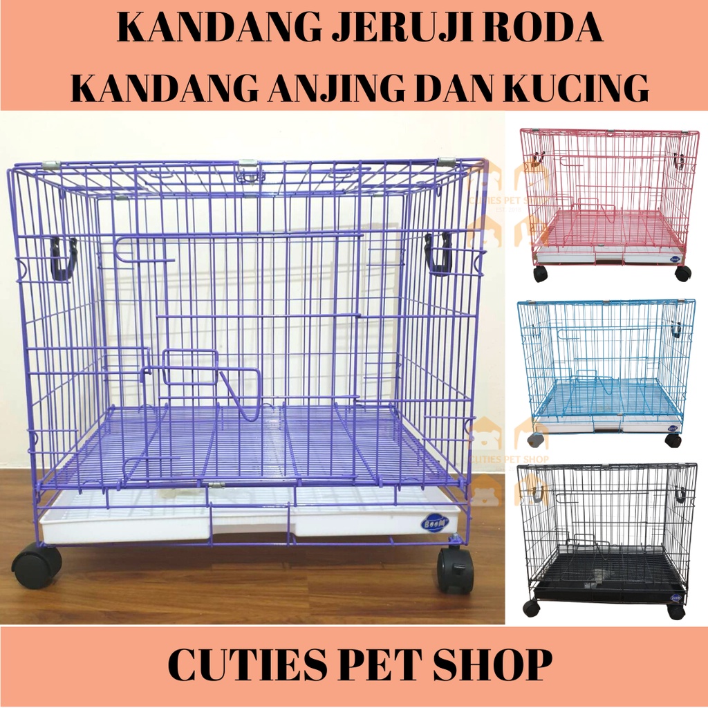 KANDANG ANJING KUCING KELINCI BESAR PAKAI RODA (DA03W)/ KANDANG JERUJI BESI KOKOH BOOM