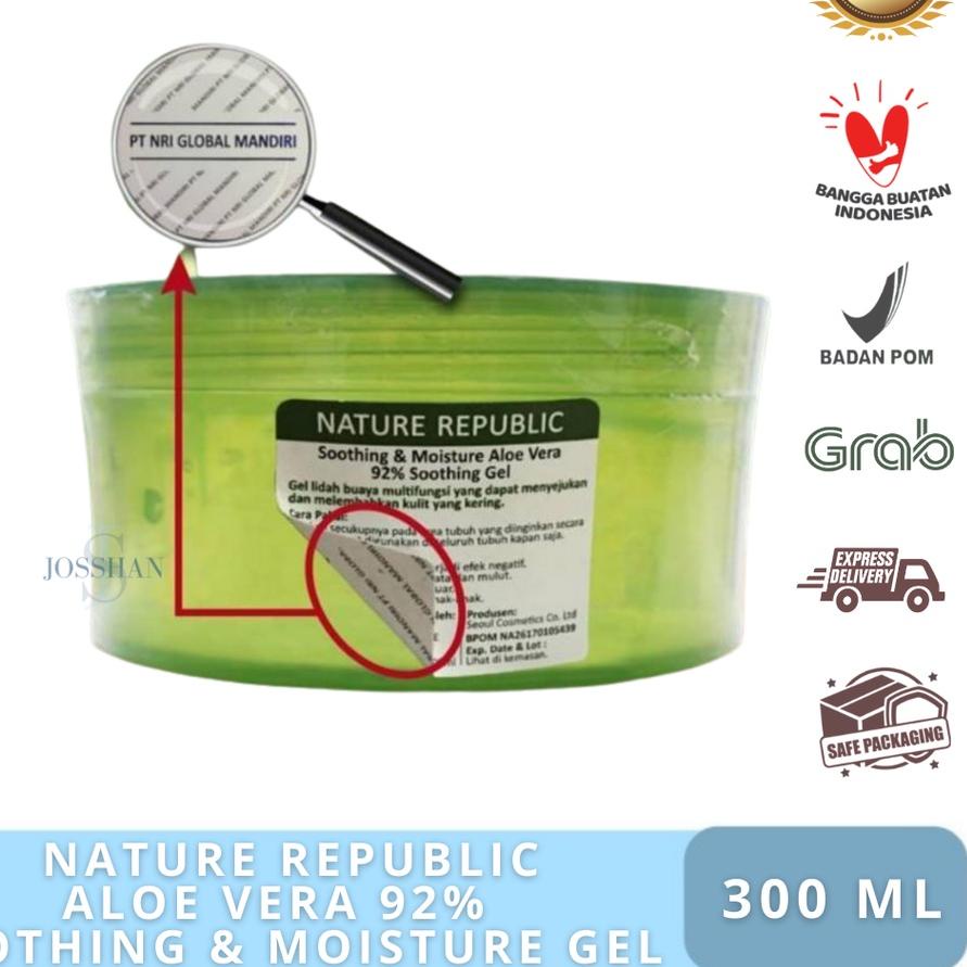 ⅍ [Original 100%] Exp 2024 NATURE REPUBLIC Aloe Vera 92% Soothing Gel 300ml Jar Logo Original | Aloe
