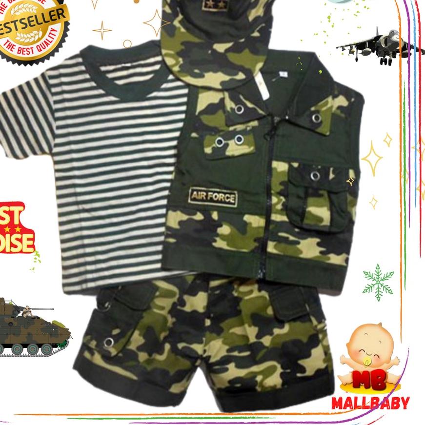 ♞ Cool Army - Baju Setelan Bayi Tentara Baju Tentara Anak Bayi ○