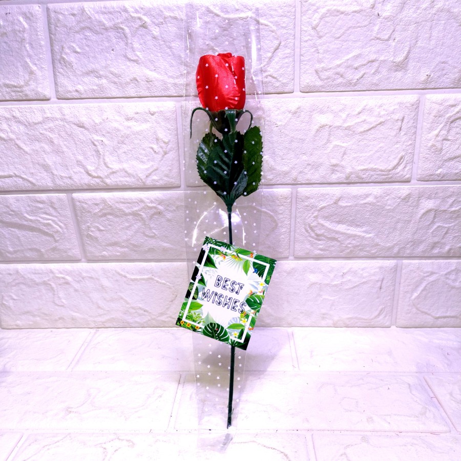 Bunga Satin Single Rose Greeting Kartu Ucapan Murah