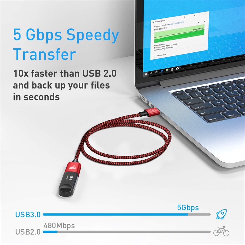 3M Kabel Extension USB 3.0 for Smart TV PS4 Xbox One SSD USB Widely Compatible High Speed Data Transfer Kabel USB Extender Kabel Data Kabel Extension Standard Type A Mini USB 3.0 2.0 Nylon Braided Male to Female extension Line for Laptop