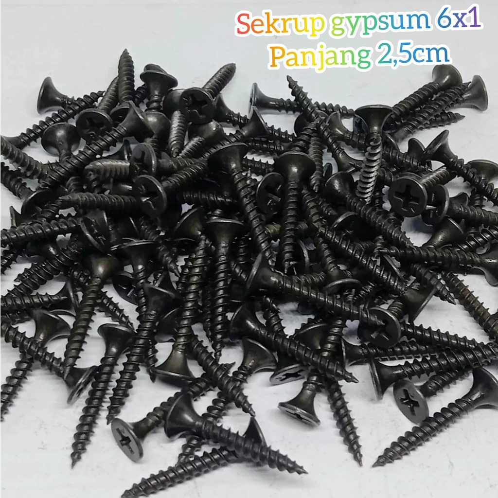 1 dus Skrup Gipsum isi 1000pcs panjang 2,5cm Sekrup Gypsum Skrup Kayu Baut Gipsum 6x1 2,5cm isi 1000