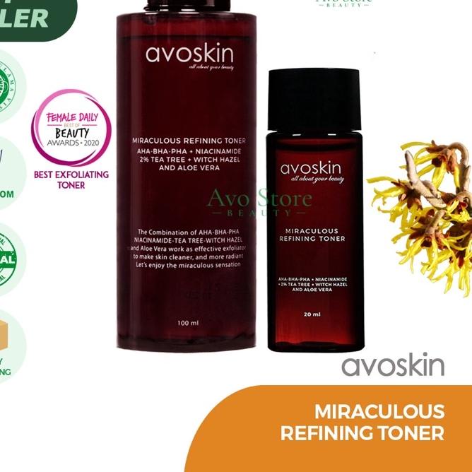 ✶ Avoskin Miraculous REFINING TONER 100ml/20ml [AHA BHA PHA NIACINAMIDE] / Eksfoliasi / Exfoliating 