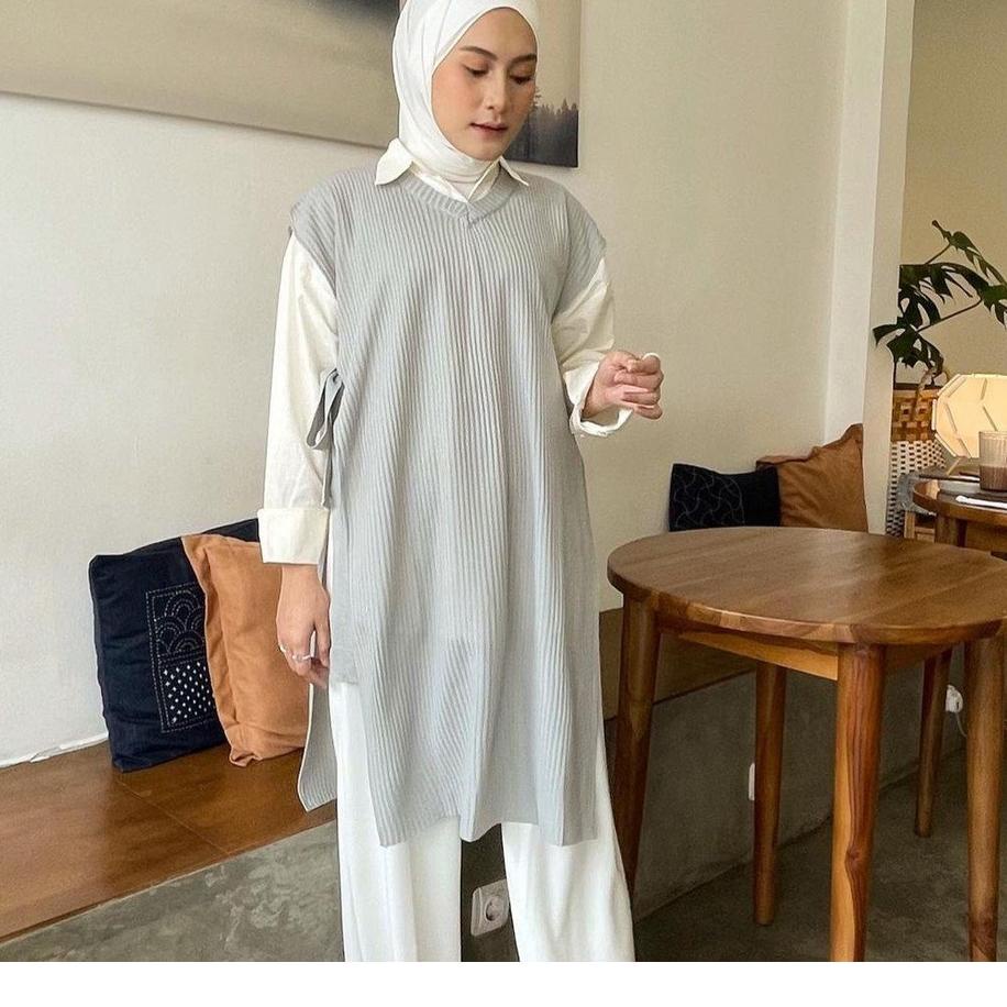☊ Vest Rompi Rajut Long Tali Tunik / Vest Rompi Tali Outerwear Rajut ☝