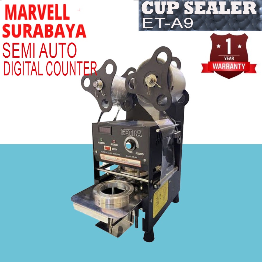 GETRA ET-A9 CUP SEALER SEMI OTOMATIS / MESIN PRESS DIGITAL COUNTER GELAS UK 12OZ-22OZ ORIGINAL