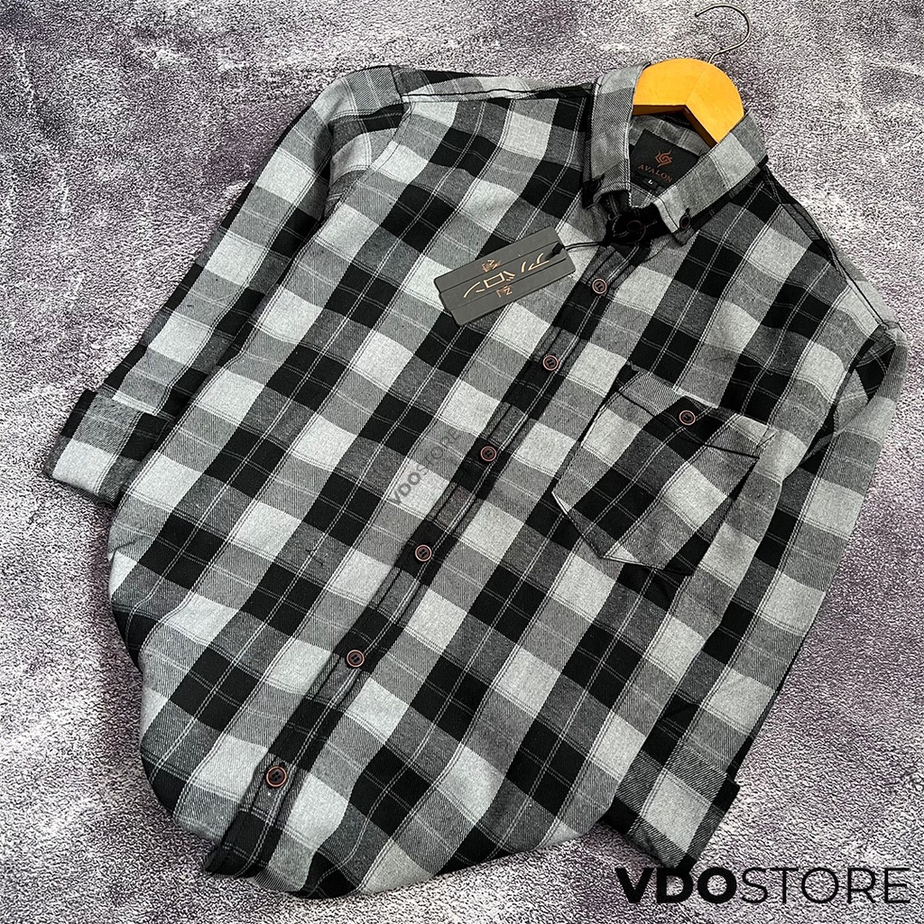 KEMEJA FLANEL PRIA 40B MONOCHROME - M L XL XXL 3XL - KEMEJA LENGAN PANJANG VDOSTORE DEWASA BAJU FLANNEL TANGAN PANJANG HITAM NAVY ABU MOTIF KEMEJA COWOK MURAH DEWASA SANTAI TEBAL KUALITAS IMPORT BAJU CATUR PANEL FANEL