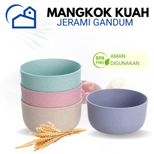 Mangkok Wheat Straw Jerami Gandum Bowl Ramah Lingkungan BPA Free Mangkok Kuah Jerami Gandum