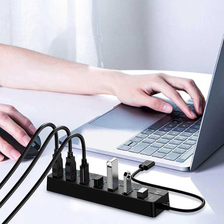 USB Hub High Speed Extender 1xUSB 3.0 &amp; 3xUSB 2.0 With Switch - OY446 - Black