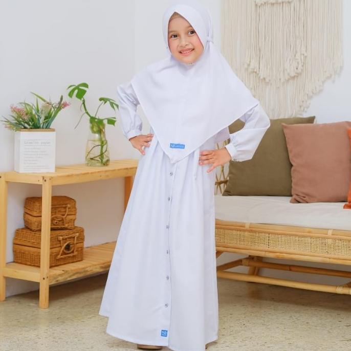 GAMIS PUTIH AZMA BAJU MUSLIM MANASIK ANAK REMAJA PEREMPUAN ORI NUBI