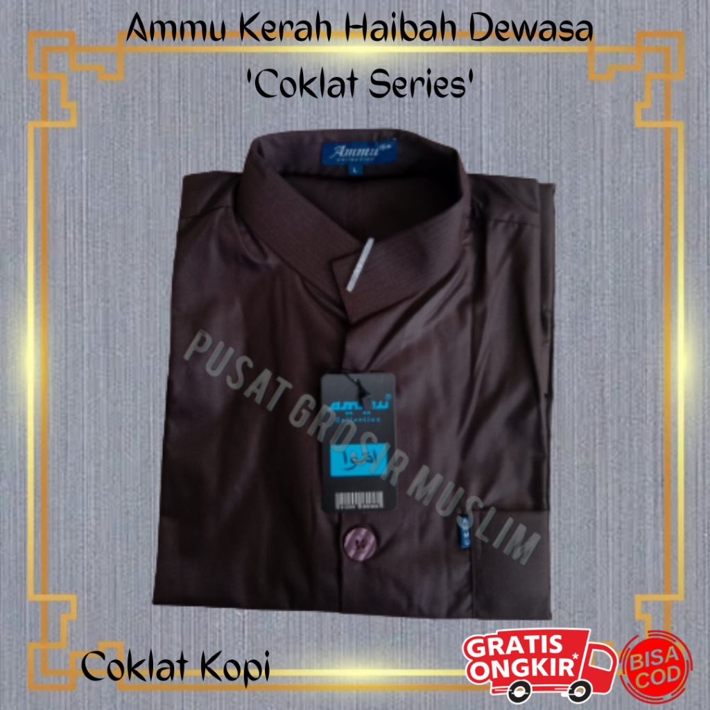 Baju Koko Ammu Haibah Dewasa Coklat Kopi Termurah !!!