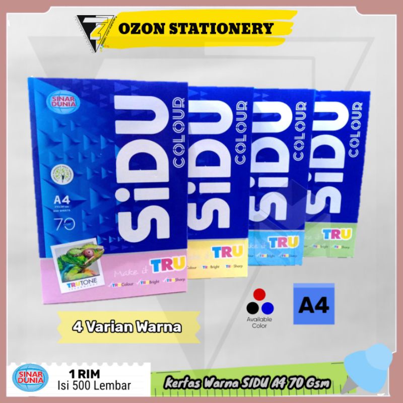 

Kertas Warna A4 Hvs Sinar Dunia Sidu 70 Gsm Premium High Merah/Kuning/Hijau/Biru TERLARIS