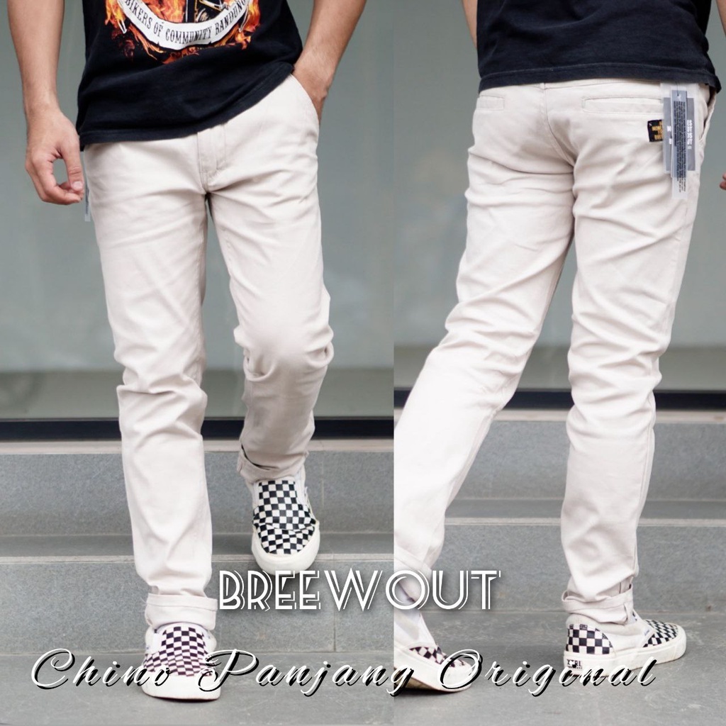 BREEWOUT Original Seri 024 Celana Panjang Chino casual chino panjang BREEWOUT chino panjang pria Creem