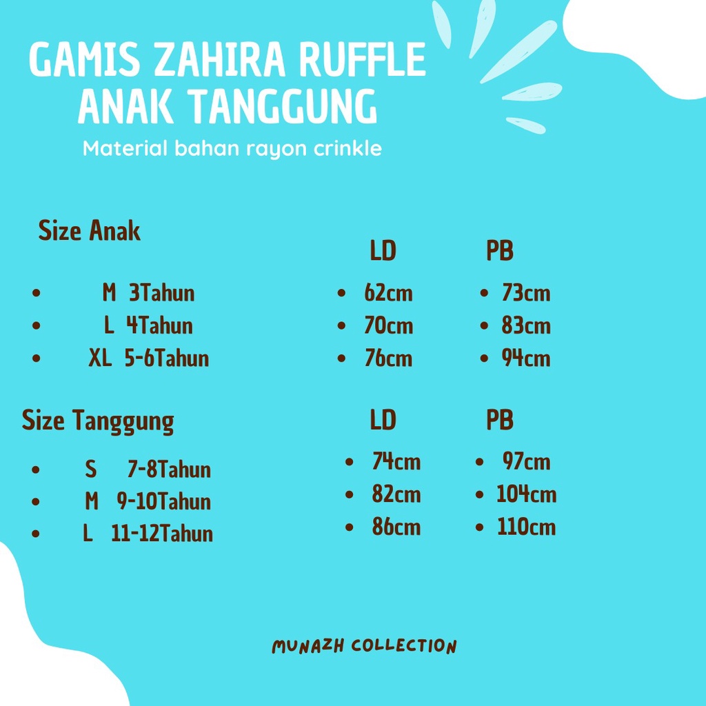 Gamis Zahira Ruffle Dress usia 3 - 6Tahun Bahan Rayon Crinkle Airflow//Gamis anak polos//gamis terlaris//termurah