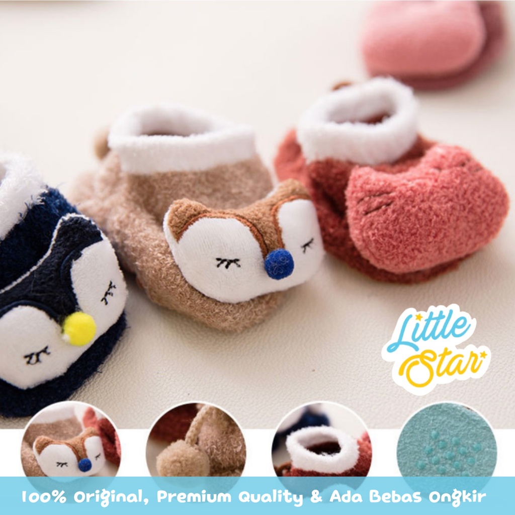 Sepatu Prewalker Kaos Kaki Korea Anak Bayi Bulu Lembut Motif Animal