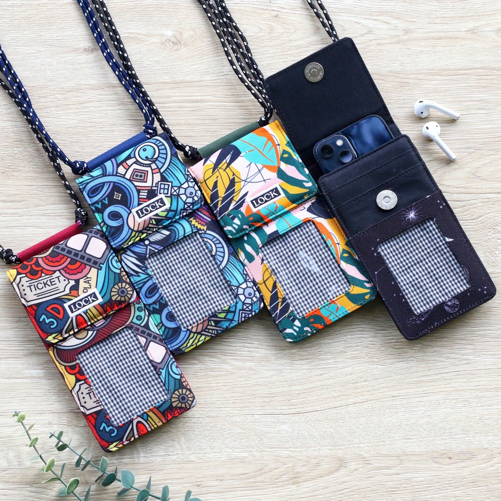 Dompet HP ID Card Holder Hanging Phone Wallet Kalung Gantung Leher Multifungsi Wanita Pria Motif LS109