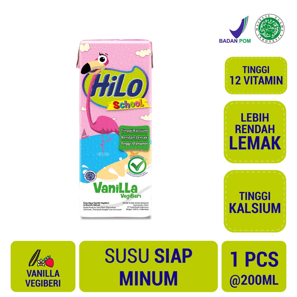 

HiLo School Vanilla Vegiberi RTD 200ml- Susu Tinggi Kalsium Rendah Lemak