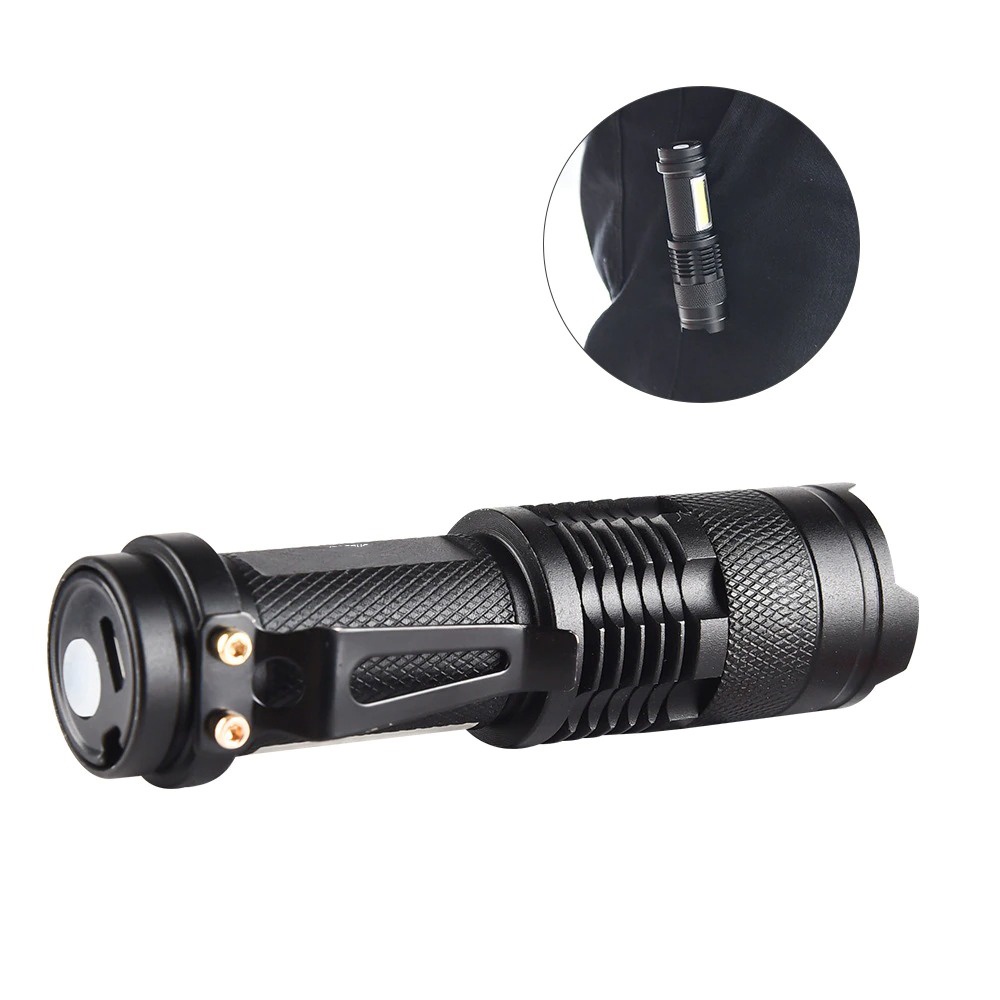 Shustar Senter LED Mini Flashlight USB Rechargerable XPE + COB - S-002 - Black