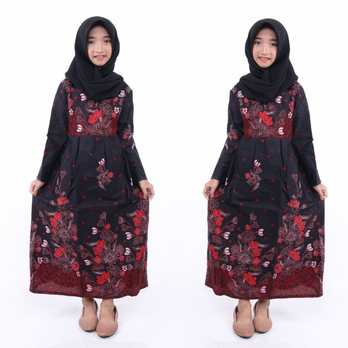 Gamis Anak Batik Katun Adem Baju muslim Dress Anak Perempuan Simple - no. 2, 5 tahun Ready Stock Q3U2