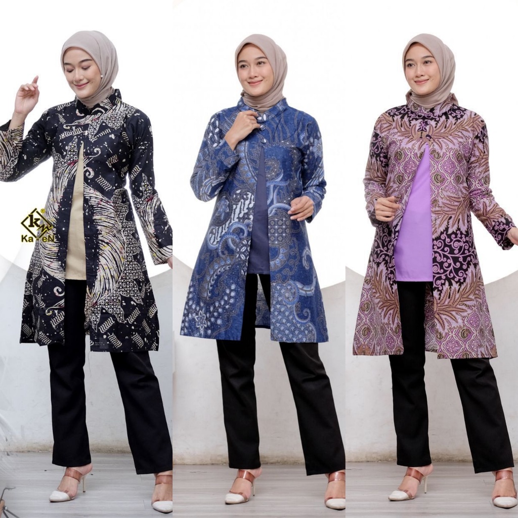 Baju Batik Wanita Modern Atasan Tunik Batik Kerja Kantor Wanita Seragam Batik Alina M L XL XXL