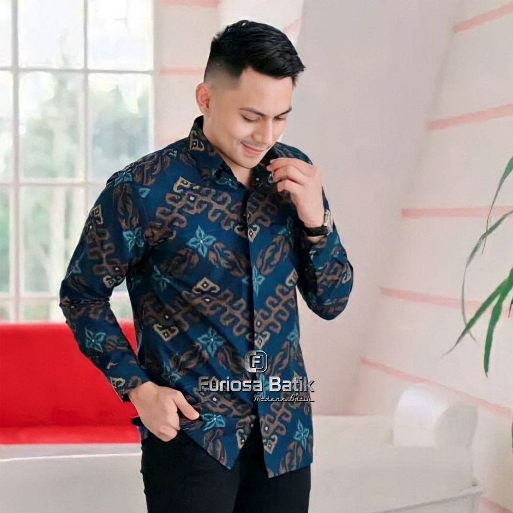 FURIOSA BATIK SANGKURIANG MERAH Kemeja Batik Pria Modern Lengan Panjang Batik Pra