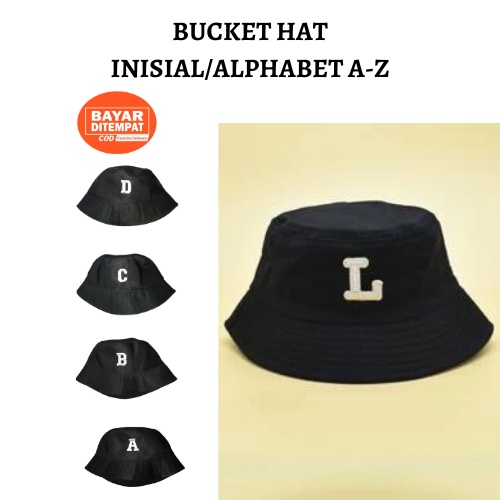 Bucket Hat Alphabet / Bucket Hat Bordir Alphabet Unisex Remaja Dewasa