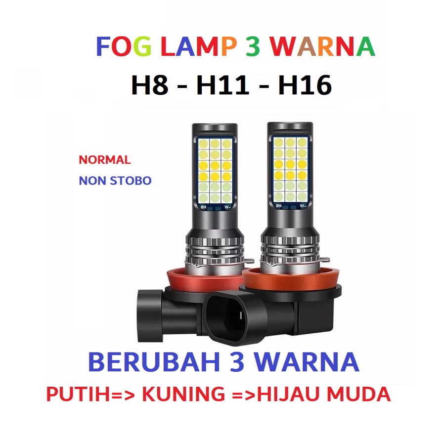 Fog lamp 3 warna H8 H11 H16 Bohlam LED Fog Lamp 2Pcs sepasang H16 Lampu Bumper Avanza Xenia Ayla