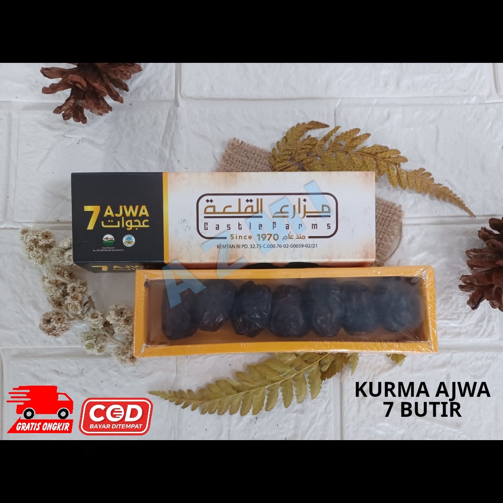 Kurma Ajwa Aliyah Castle Farm Premium isi 7 butir Kurma Ajwa Organic