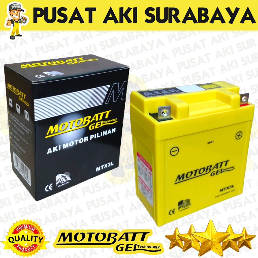 AKI MOTOBATT MTX3L ACCU GEL BERKUALITAS UNTUK MOTOR RX KING NINJA 150 NINJA R NSR 150 SATRIA S YB3L