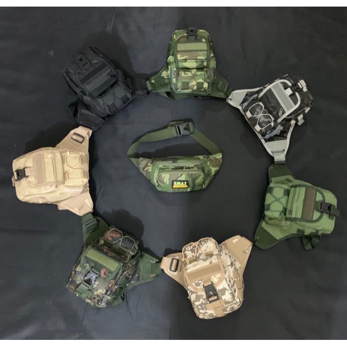 Beli 1 GRATIS 1 Waistbag Army SWAT TACTICAL ( HARGA GROSIR ) Tas Pria Tentara Polisi Militer Model Bisa Slempang Pinggang dan Slingbag