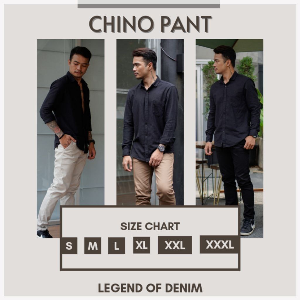Legend Of Denim Celana Chino Panjang Stretch Abu pria celana chino warna Grey LOD seri CNS002